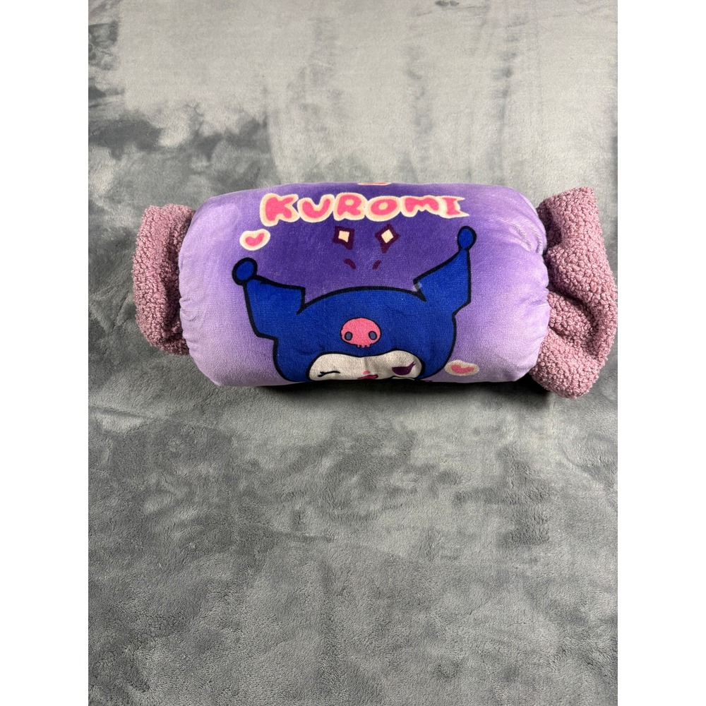 Sanrio Kuromi Plush Pillow Blanket Purple Heart Winking Character